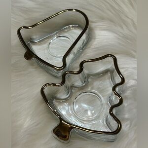 Vintage Indiana Glass Holiday Gold Candle Holders